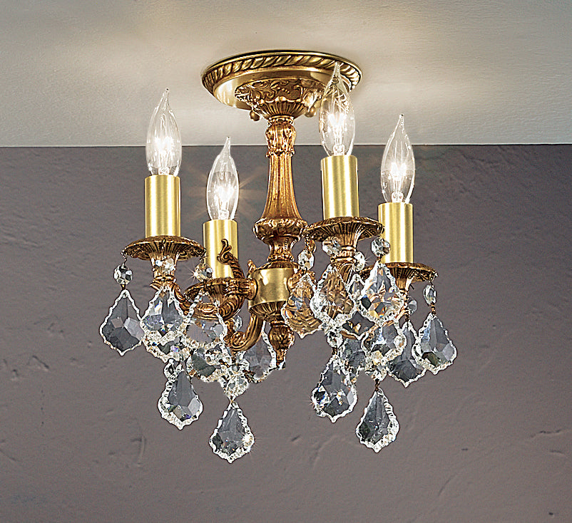 Classic Lighting 57345 FG CP Majestic Crystal Flushmount in French Gold (Imported from Spain)