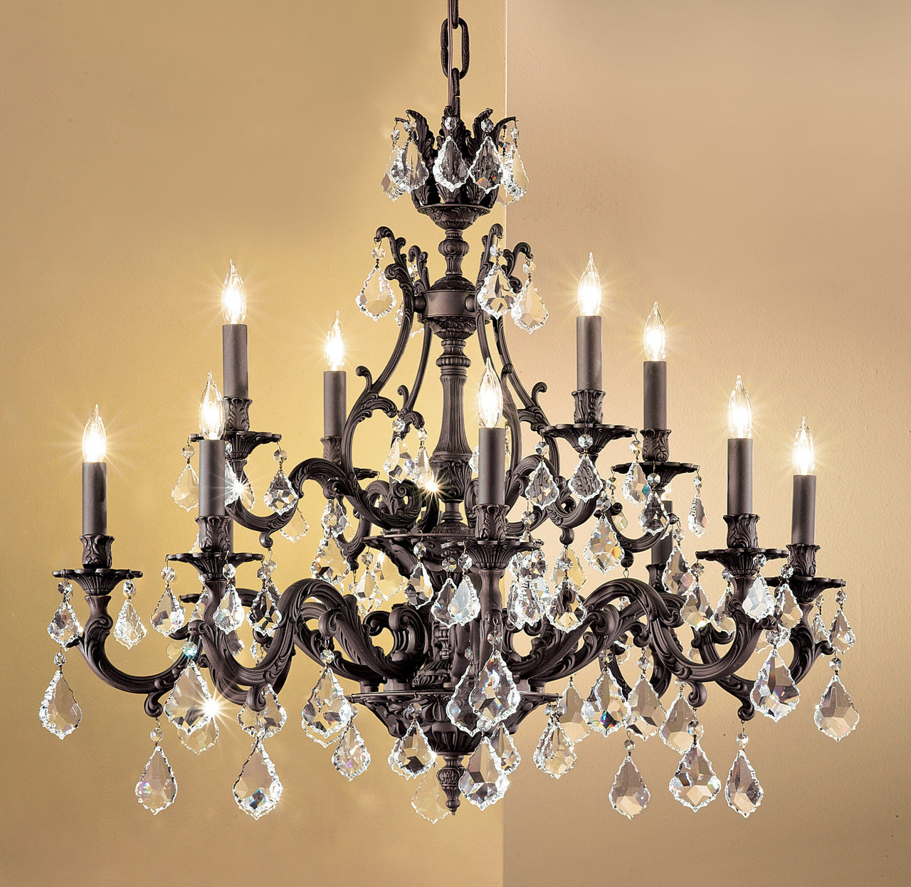 Classic Lighting 57349 AGP CBK Majestic Crystal Chandelier in Aged Pewter (Imported from Spain)