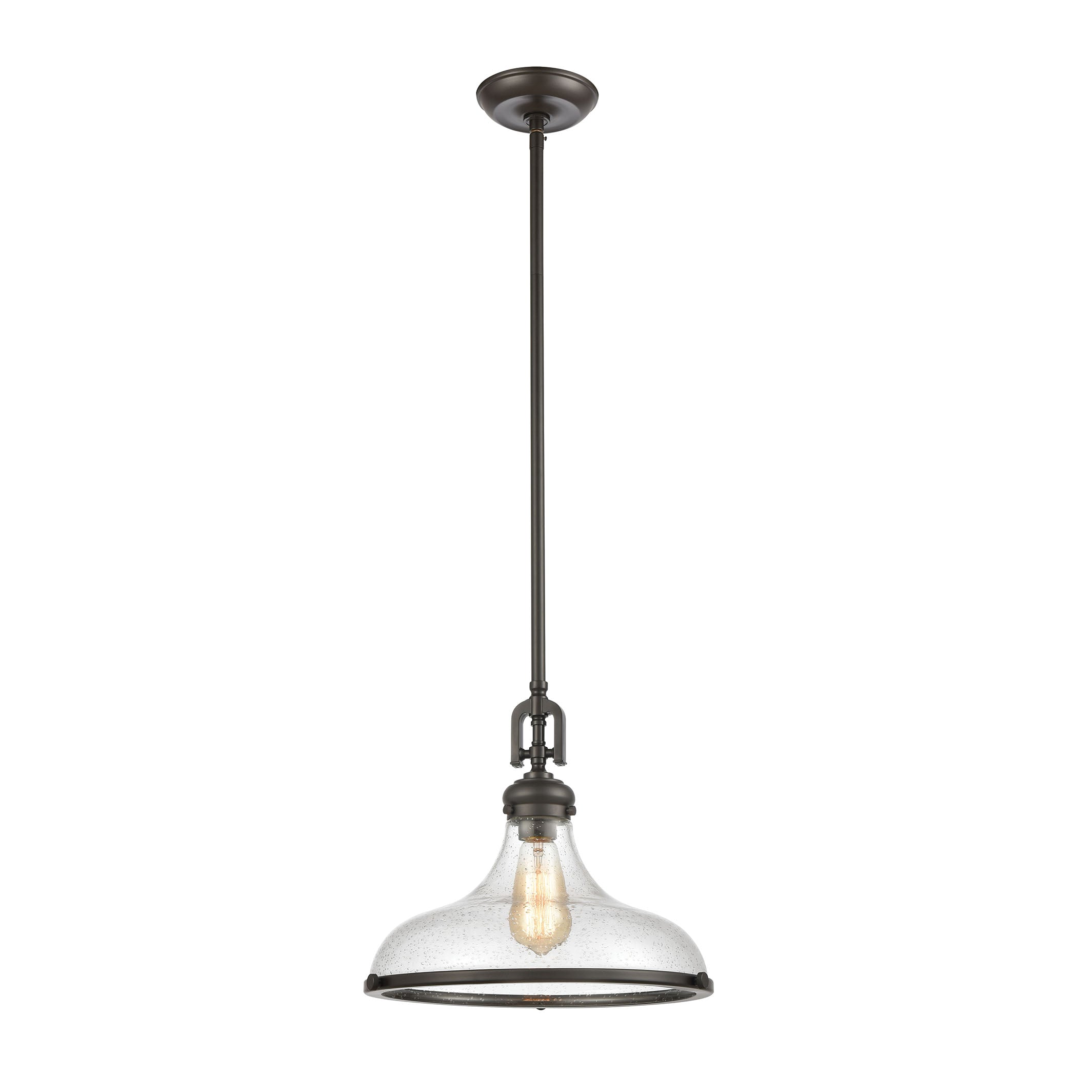 ELK Lighting 57361/1 Rutherford 1-Light Pendant in Oil Rubbed Bronze with Seedy Glass