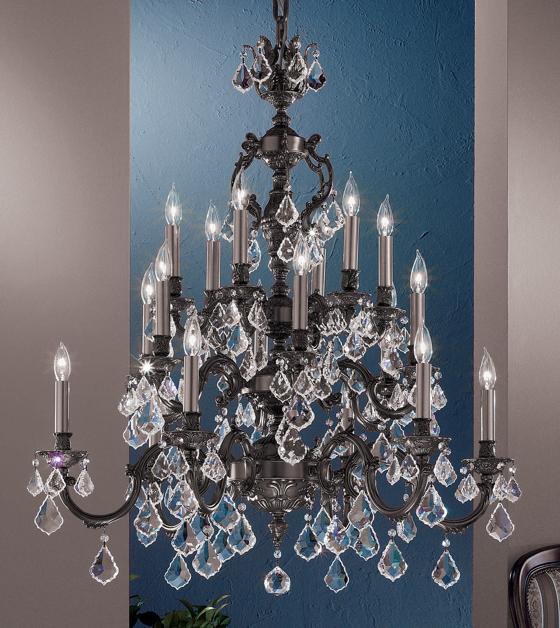 Classic Lighting 57370 AGB SC Chateau Crystal Chandelier in Aged Bronze (Imported from Spain)