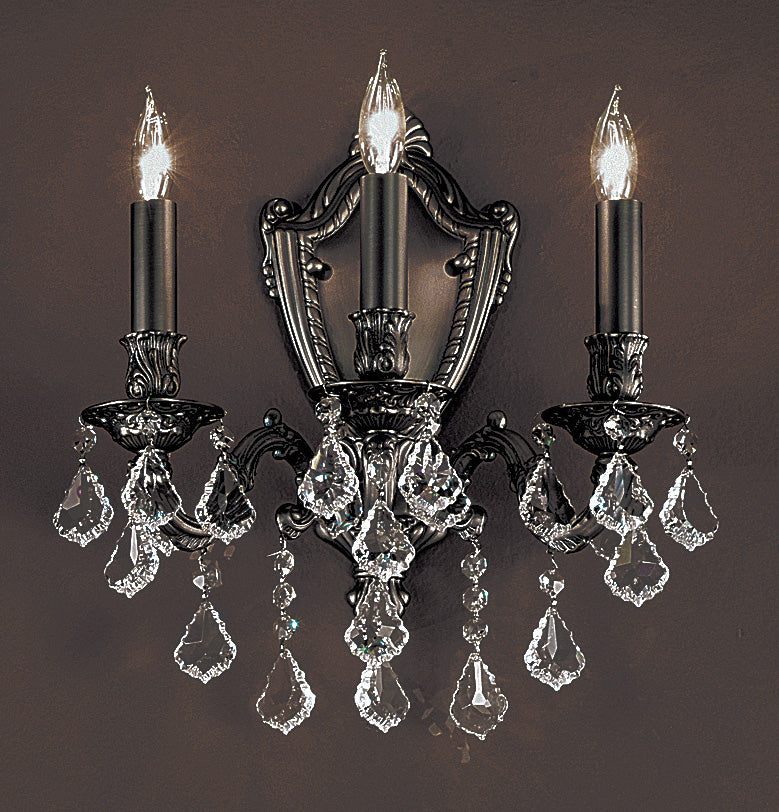 Classic Lighting 57373 AGP CBK Chateau Crystal Wall Sconce in Aged Pewter (Imported from Spain)