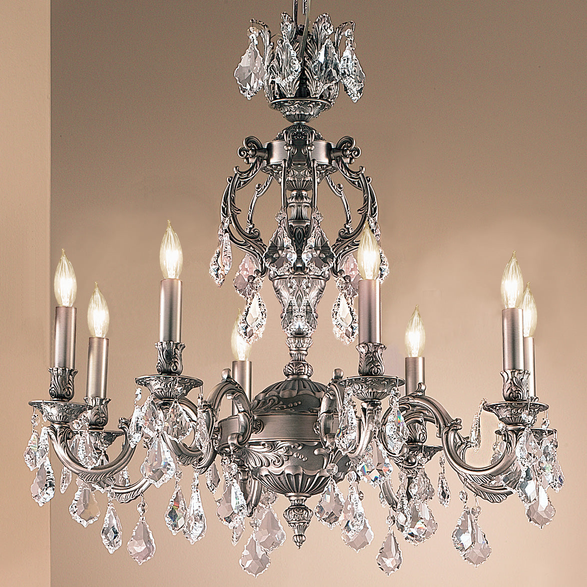 Classic Lighting 57378 AGB CBK Chateau Crystal Chandelier in Aged Bronze (Imported from Spain)