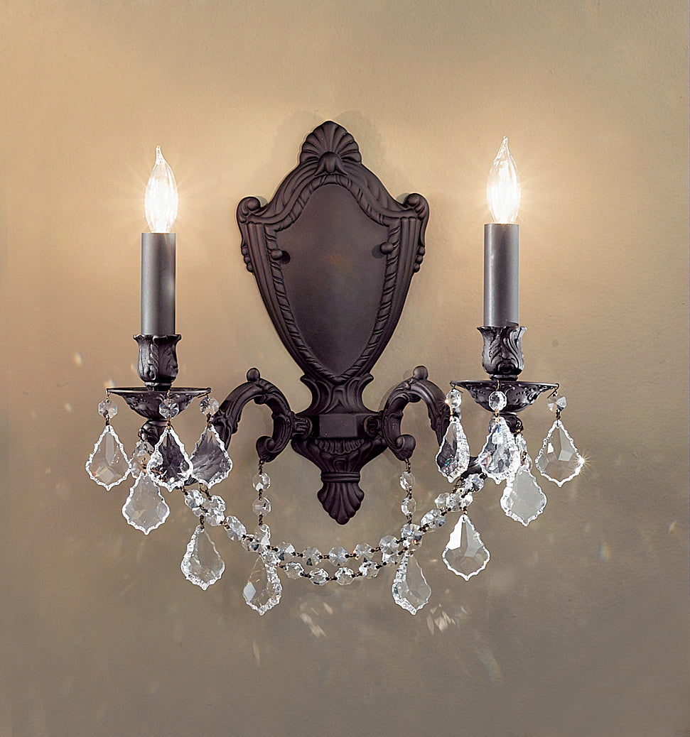 Classic Lighting 57382 AGB SGT Chateau Imperial Crystal Wall Sconce in Aged Bronze (Imported from Spain)