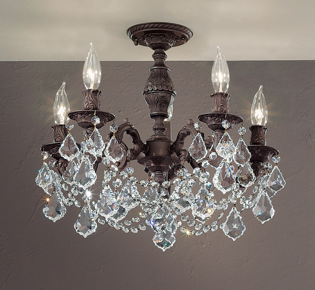 Classic Lighting 57384 AGB SGT Chateau Imperial Crystal Flushmount in Aged Bronze (Imported from Spain)