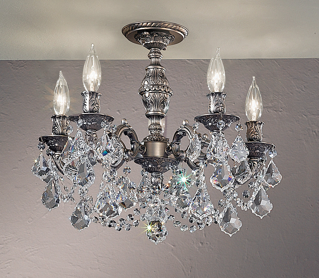 Classic Lighting 57384 AGP CP Chateau Imperial Crystal Flushmount in Aged Pewter (Imported from Spain)
