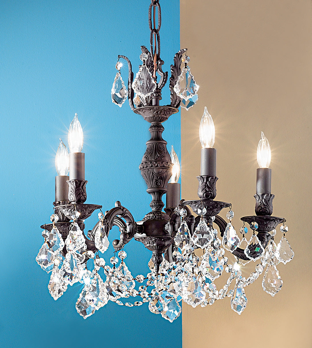 Classic Lighting 57385 AGP SC Chateau Imperial Crystal Chandelier in Aged Pewter (Imported from Spain)