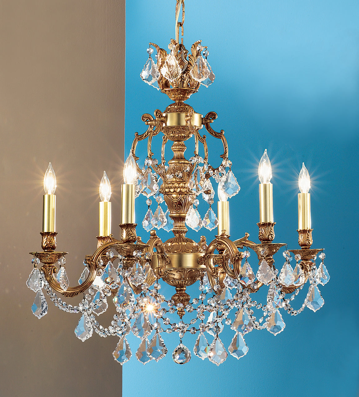 Classic Lighting 57386 AGB CBK Chateau Imperial Crystal Chandelier in Aged Bronze (Imported from Spain)