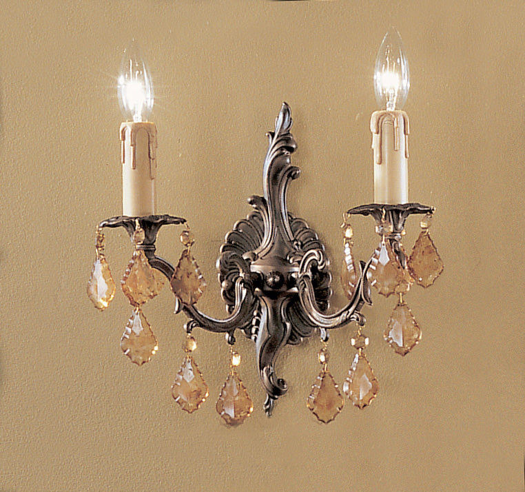 Classic Lighting 5752 AGB S Parisian Crystal/Cast Brass Wall Sconce in Aged Bronze (Imported from Spain)