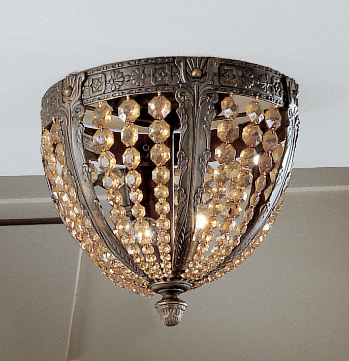 Classic Lighting 5760 AGB AI Merlot Crystal/Cast Brass Flushmount in Aged Bronze (Imported from Spain)