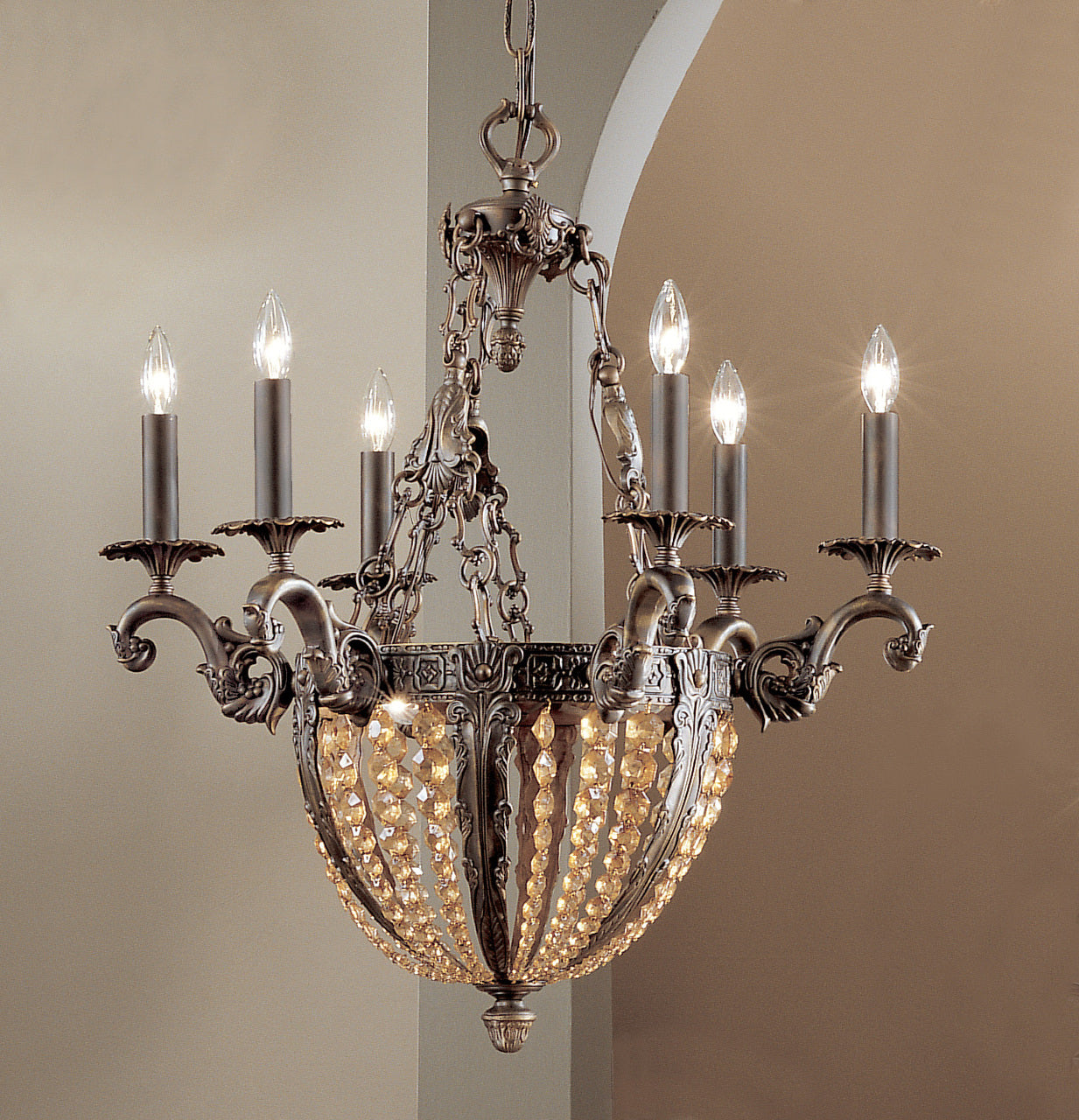 Classic Lighting 5766 AGB AI Merlot Crystal/Cast Brass Chandelier in Aged Bronze (Imported from Spain)