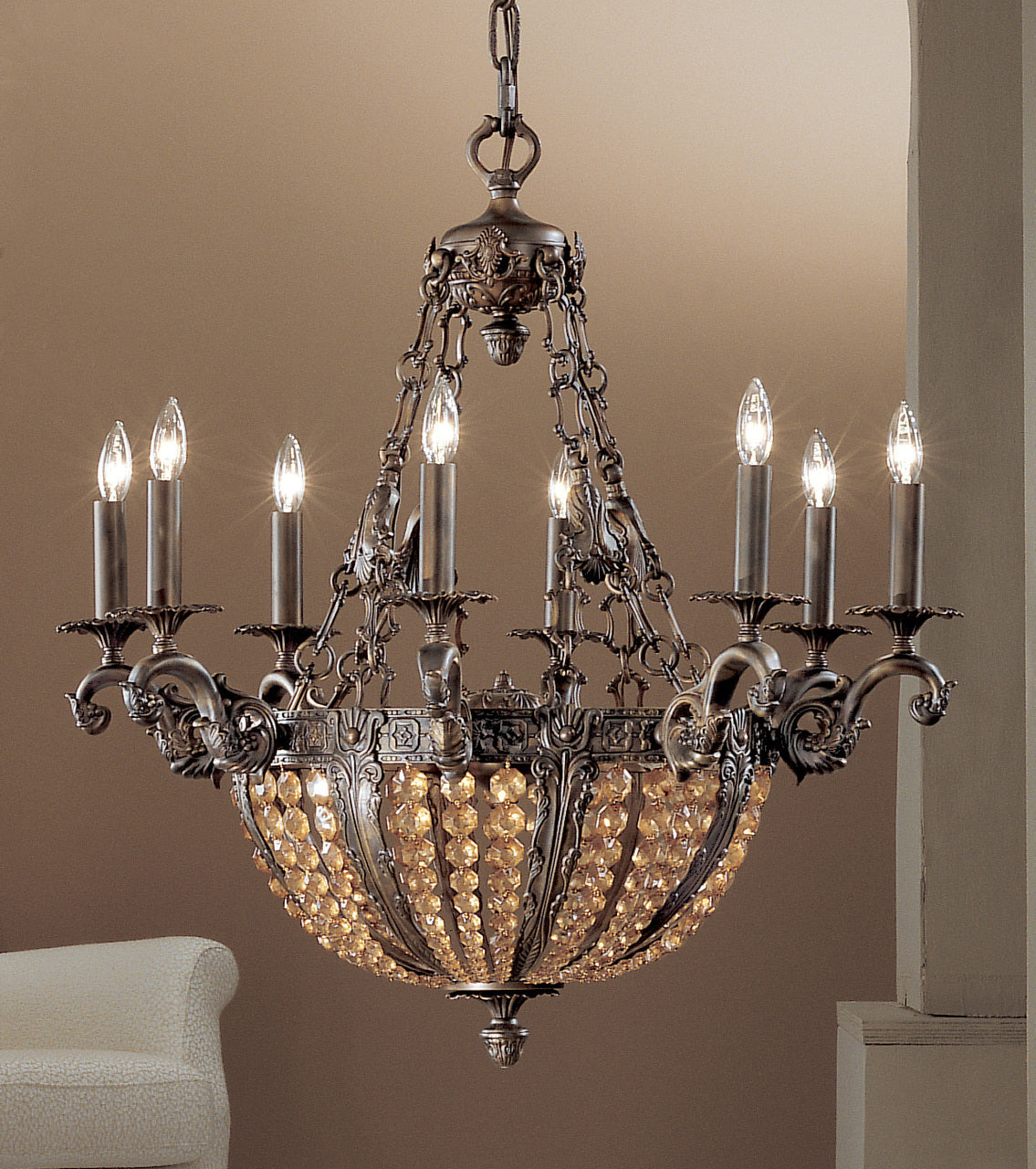 Classic Lighting 5768 AGB AI Merlot Crystal/Cast Brass Chandelier in Aged Bronze (Imported from Spain)