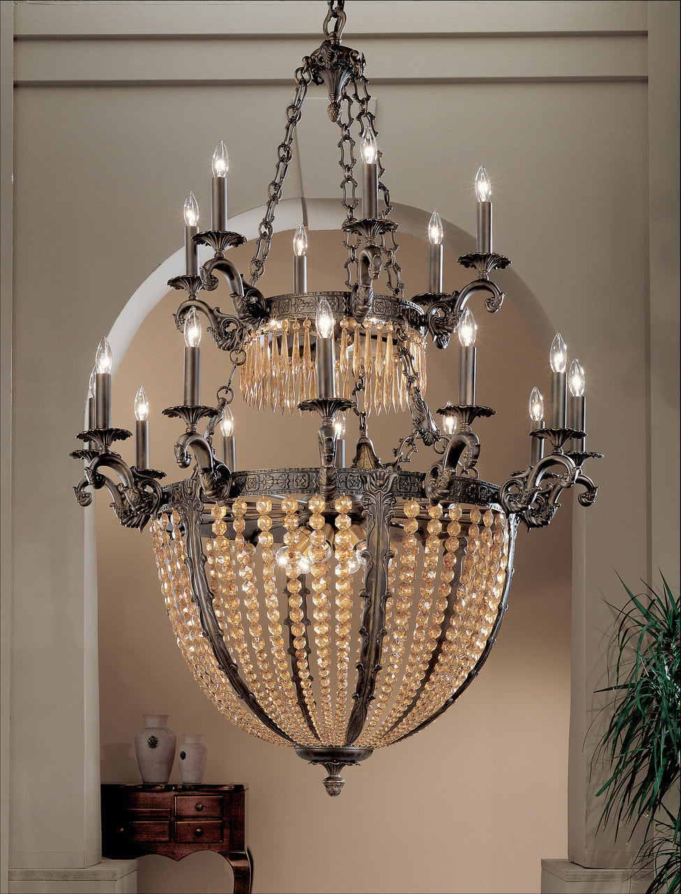 Classic Lighting 5769 AGB AI Merlot Crystal/Cast Brass Chandelier in Aged Bronze (Imported from Spain)