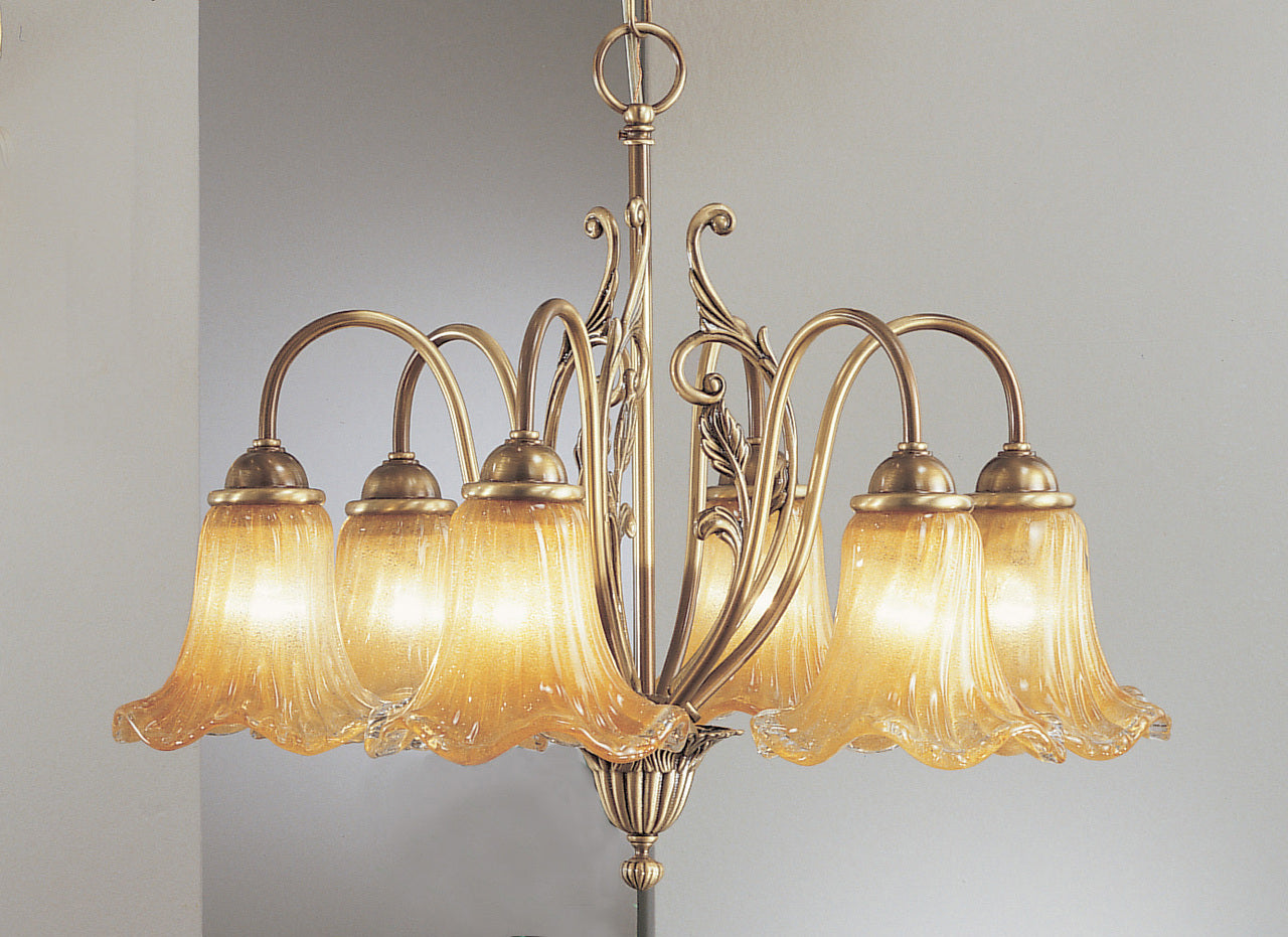 Classic Lighting 5776 DBP Venezia Glass Chandelier in Dark Bronze with Polished Highlights (Imported from Spain)
