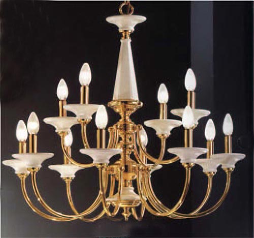 Classic Lighting 5989 W Ceramic Ceramic Chandelier in Polished Brass (Imported from Spain)