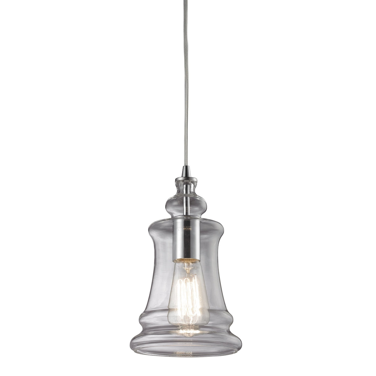 ELK Lighting 60052-1 Menlow Park 1-Light Mini Pendant in Polished Chrome with Smoked Glass