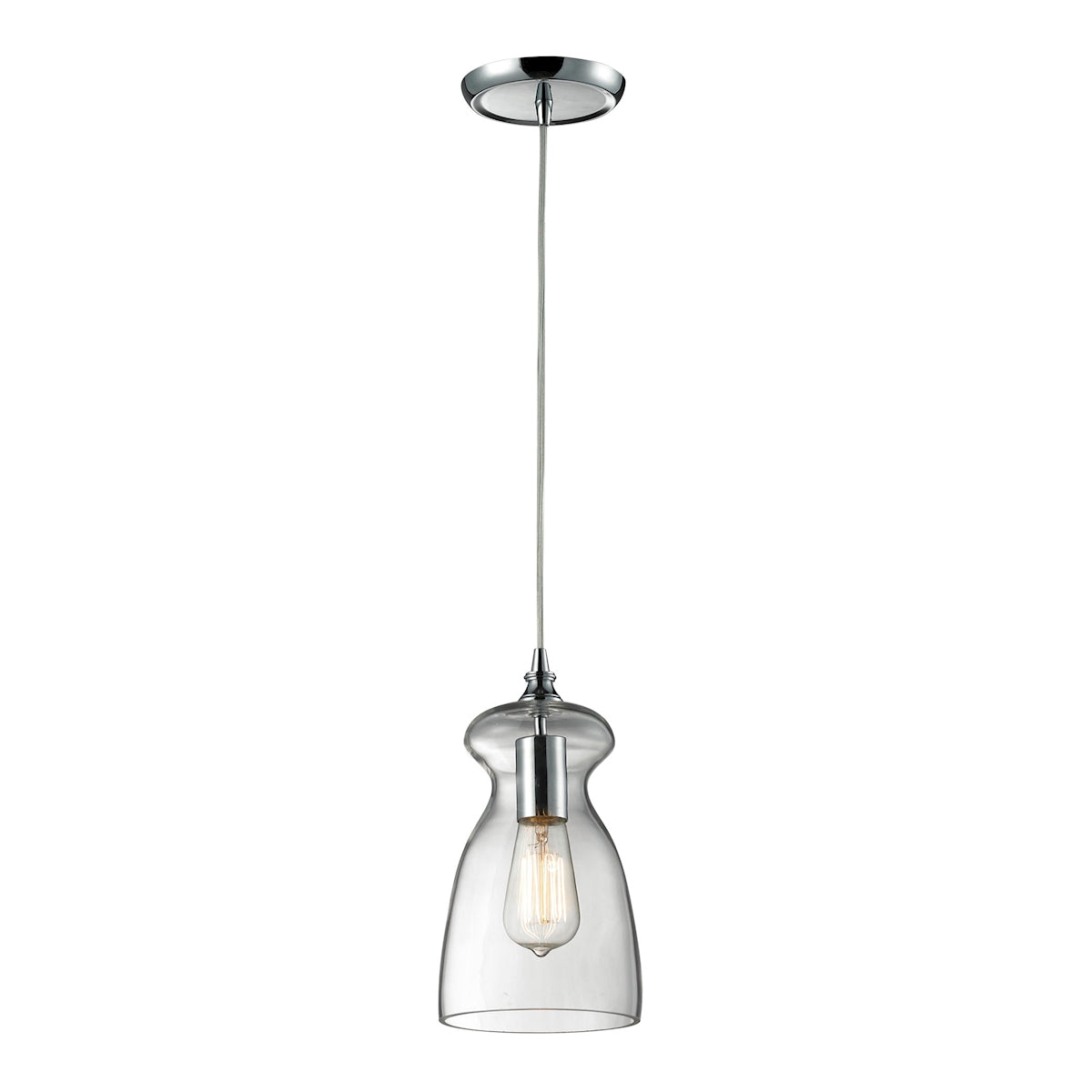 ELK Lighting 60053-1 Menlow Park 1-Light Mini Pendant in Polished Chrome with Smoked Glass