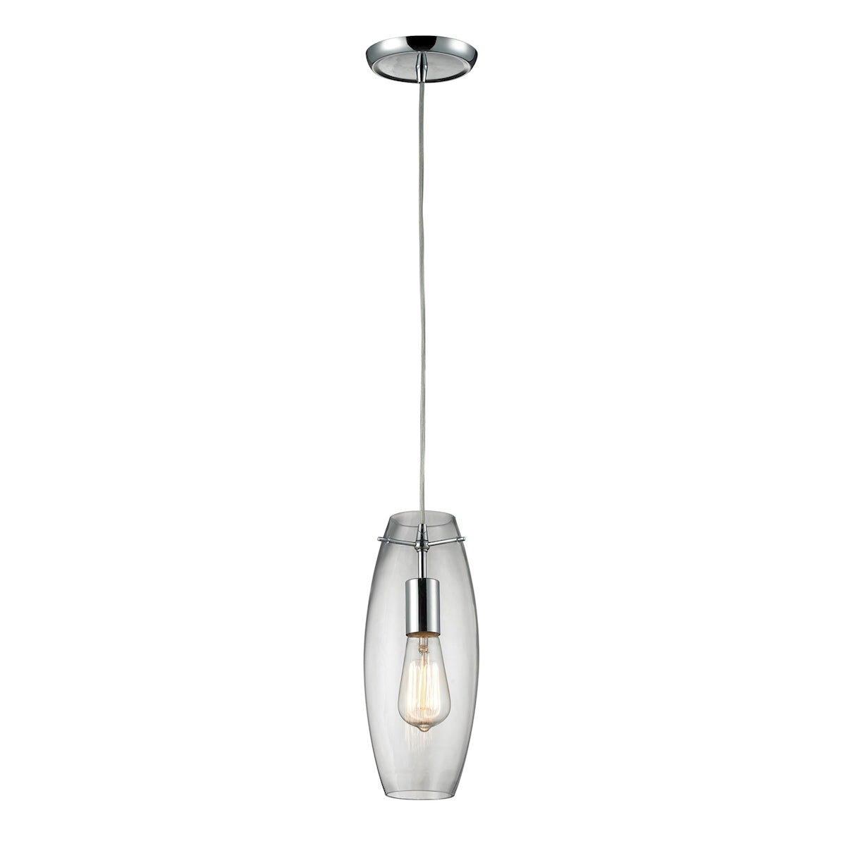 ELK Lighting 60054-1 Menlow Park 1-Light Mini Pendant in Polished Chrome with Smoked Glass