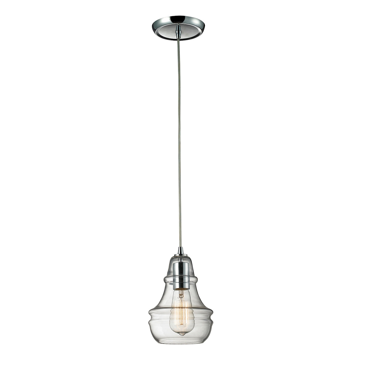 ELK Lighting 60057-1 Menlow Park 1-Light Mini Pendant in Polished Chrome with Smoked Glass