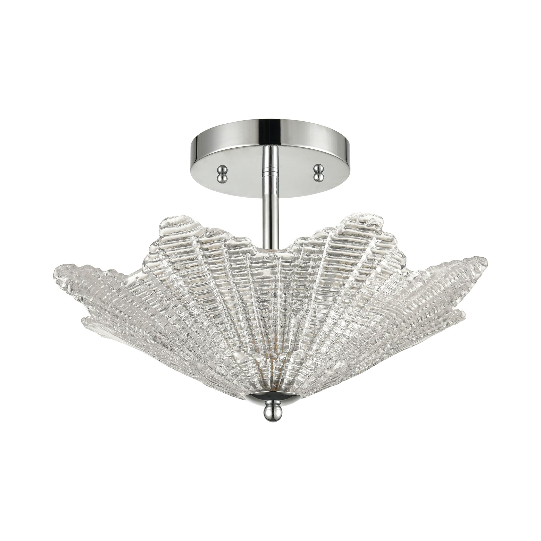 ELK Lighting 60174/3 Radiance 3-Light Semi Flush in Polished Chrome with Clear Textured Glass