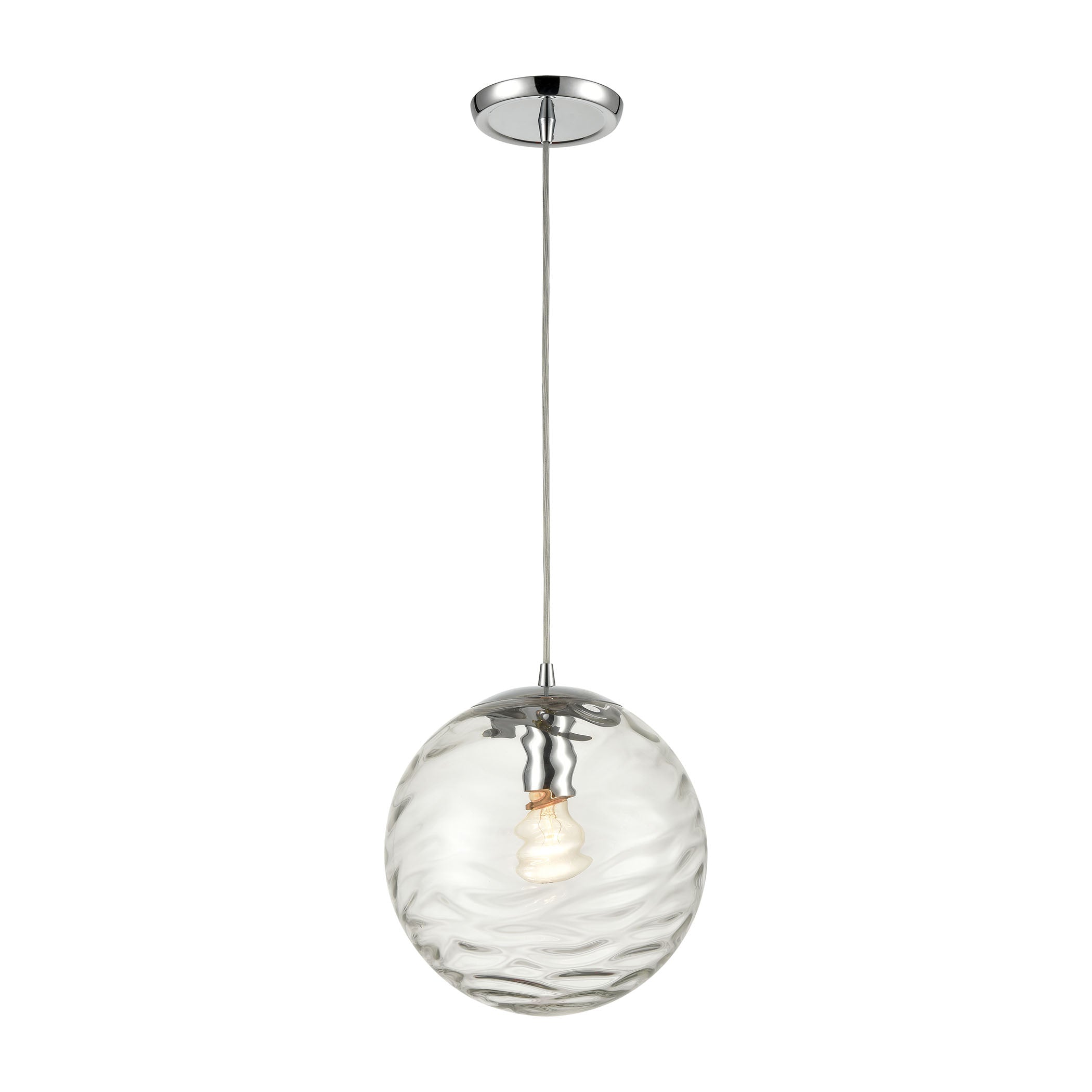 ELK Lighting 60184/1 Water's Edge 1-Light Mini Pendant in Polished Chrome with Water Glass
