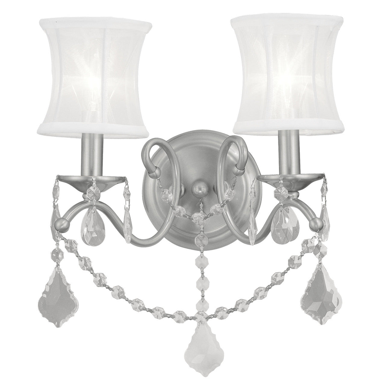 LIVEX Lighting 6302-91 Newcastle Wall Sconce in Brushed Nickel (2 Light)