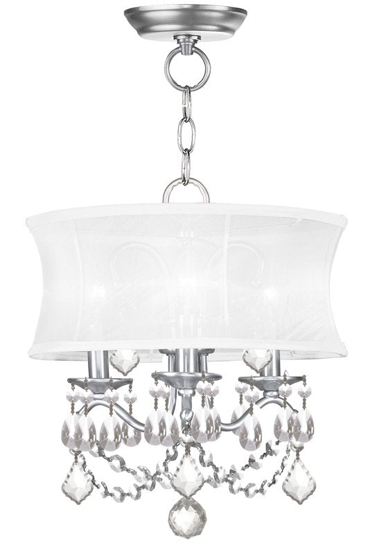 LIVEX Lighting 6303-91 Newcastle Convertible Chain Hung/Flushmount in Brushed Nickel (3 Light)