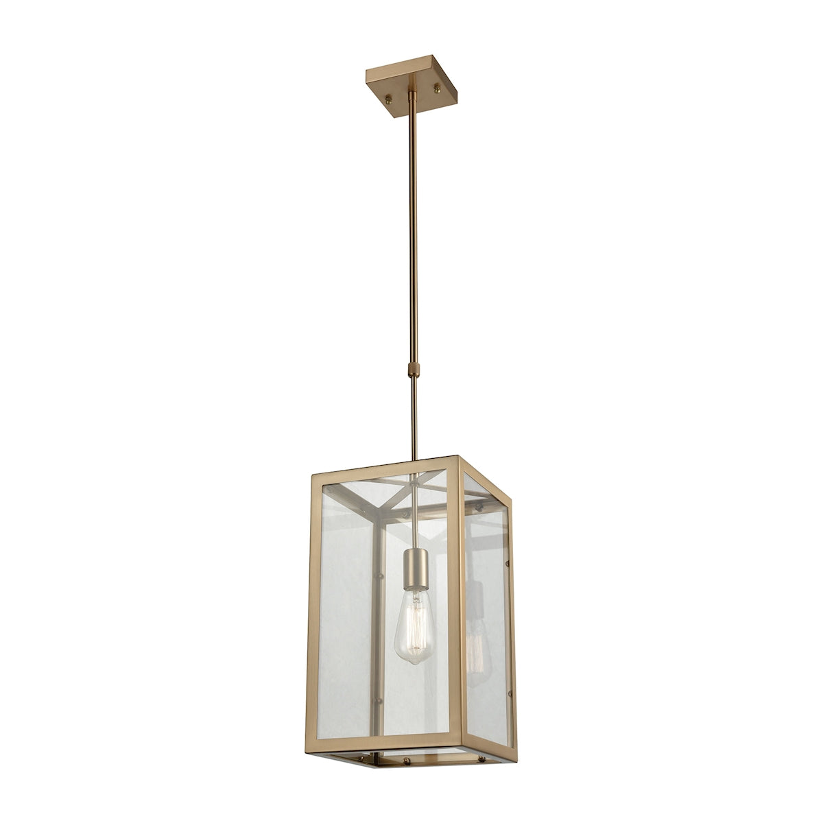 ELK Lighting 63081-1 Parameters 1-Light Chandelier in Satin Brass with Clear Glass