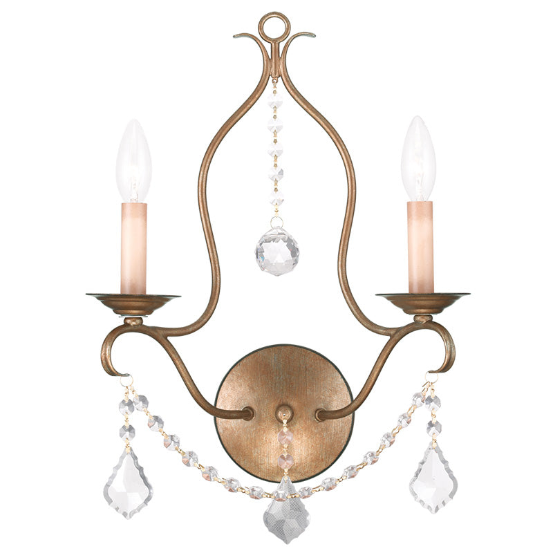 LIVEX Lighting 6422-48 Chesterfield Wall Sconce in Antique Gold Leaf (2 Light)