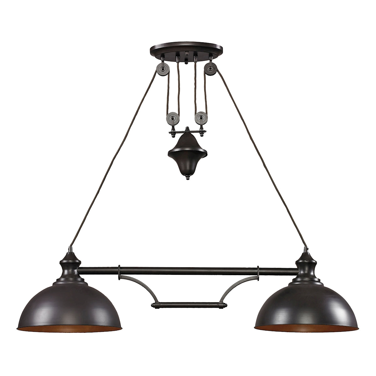 ELK Lighting 65150-2 Farmhouse 2-Light Island Light in Oiled Bronze with Matching Shade