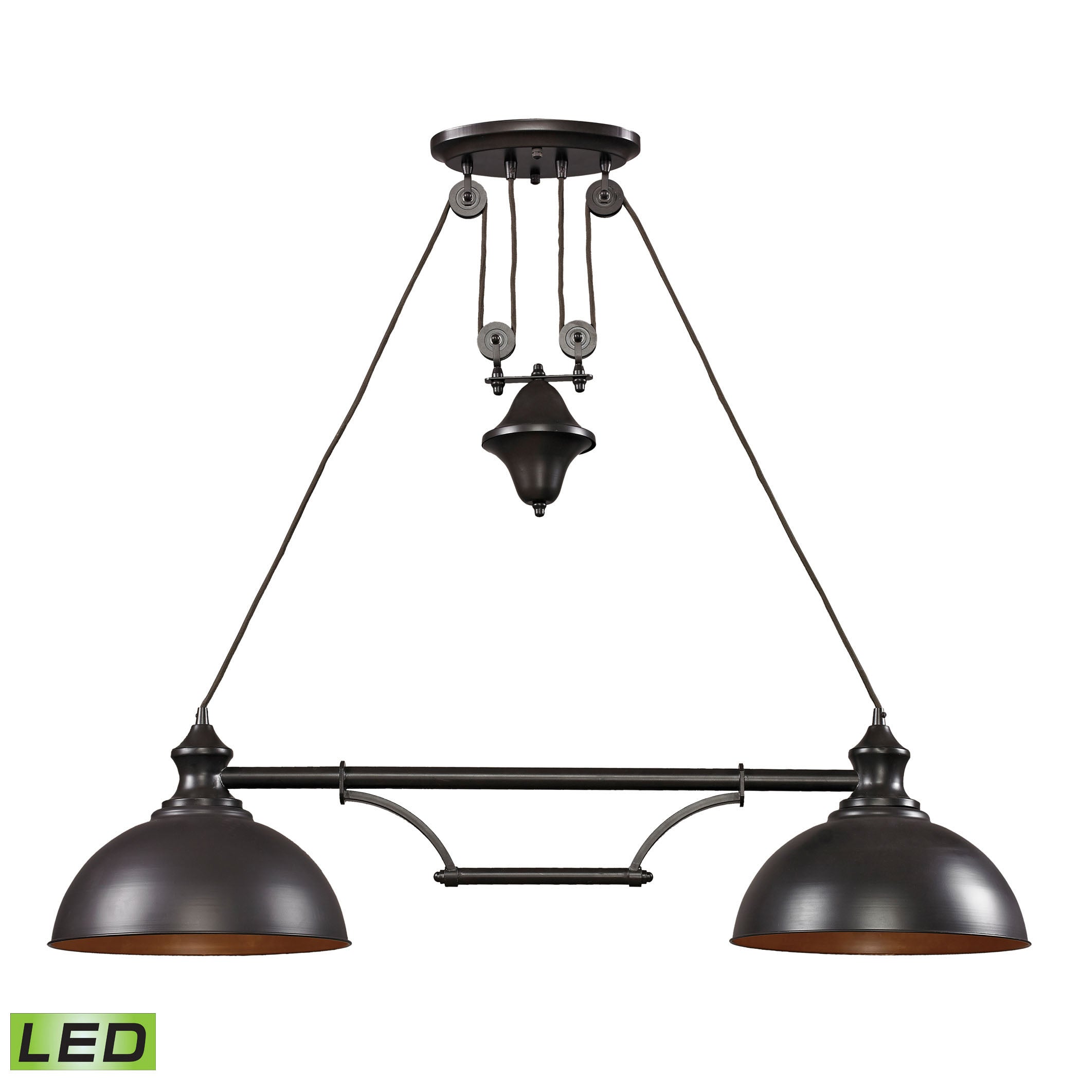 ELK Lighting 65150-2-LED Farmhouse 2-Light Island Light in Oiled Bronze with Matching Shade - Includes LED Bulbs