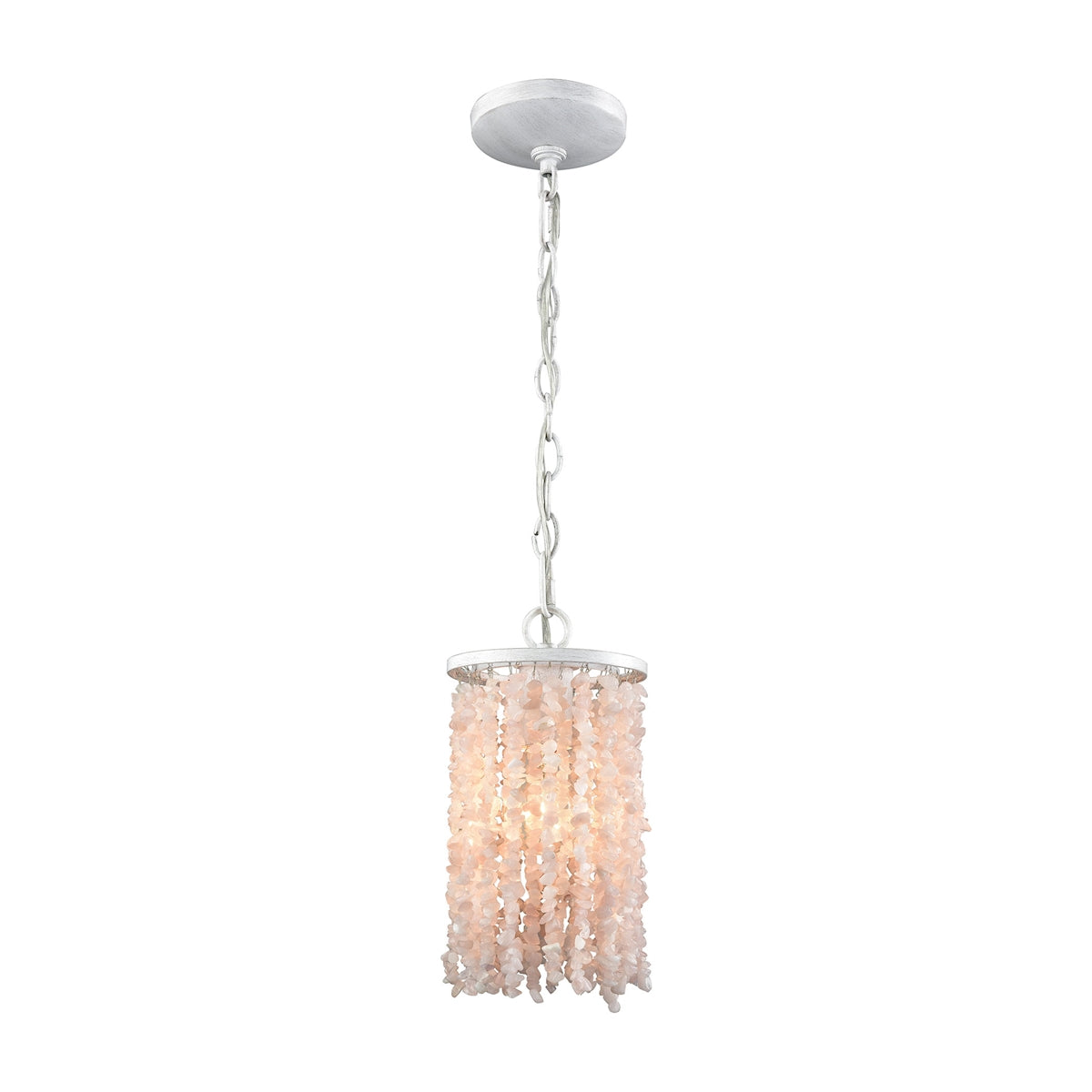 ELK Lighting 65330/1 Agate Stones 1-Light Mini Pendant in Off-white with White/Pink Agate Stones