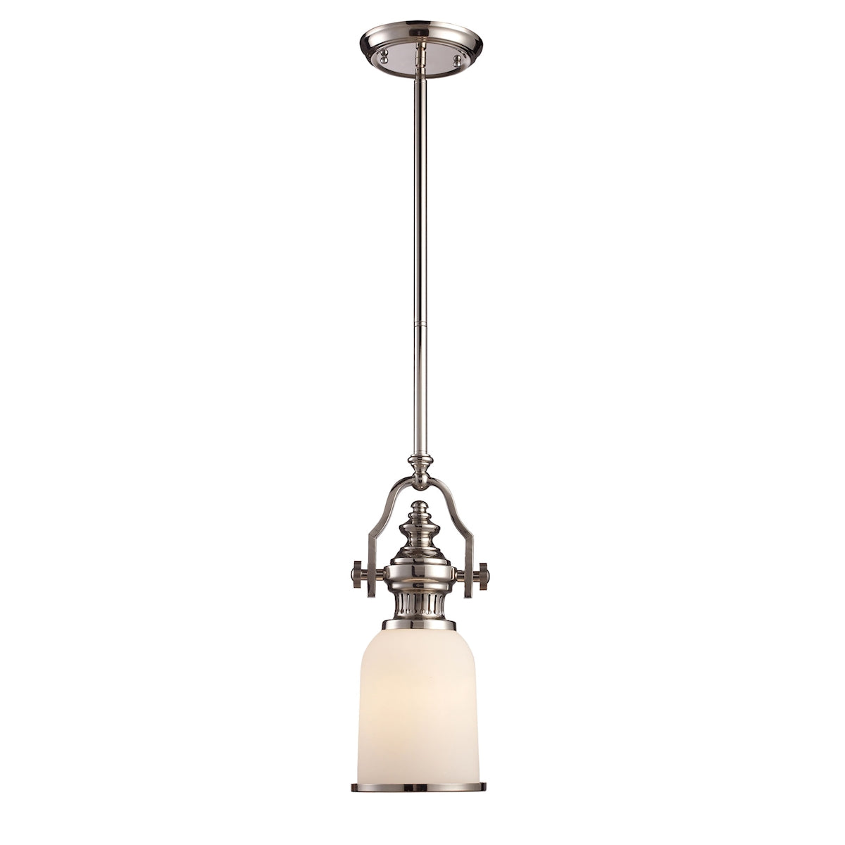 ELK Lighting 66112-1 Chadwick 1-Light Mini Pendant in Polished Nickel with White Glass
