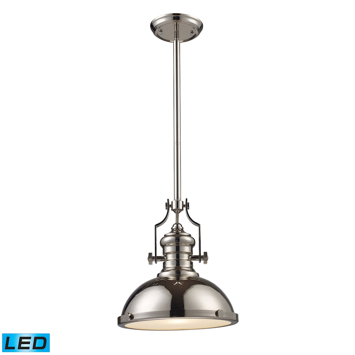 ELK Lighting 66114-1-LED Chadwick 1-Light Pendant in Polished Nickel with Matching Shade - Includes LED Bulb