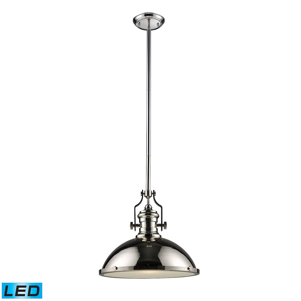 ELK Lighting 66118-1-LED Chadwick 1-Light Pendant in Polished Nickel with Matching Shades - Includes LED Bulb