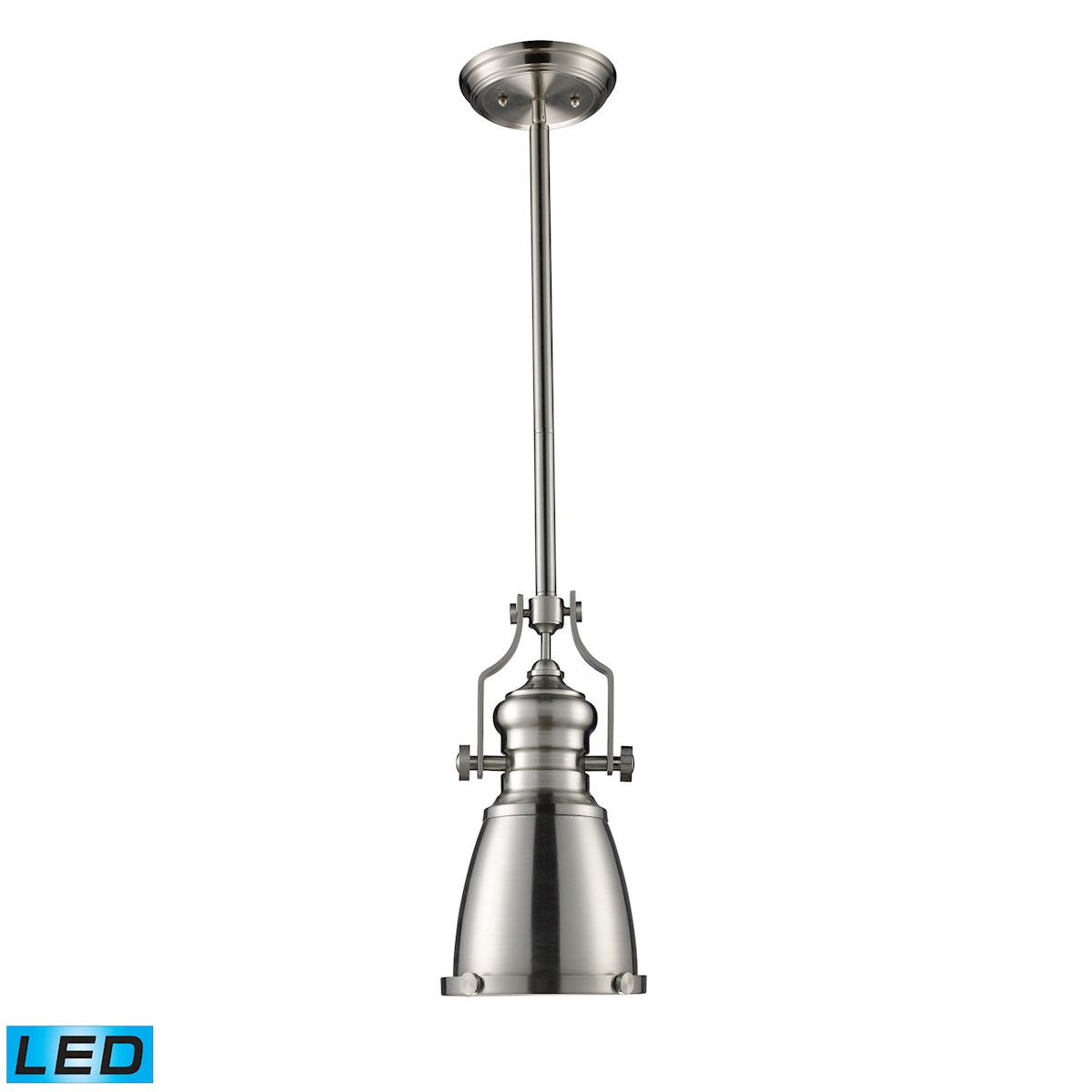 ELK Lighting 66119-1-LED Chadwick 1-Light Mini Pendant in Satin Nickel with Matching Shades - Includes LED Bulb