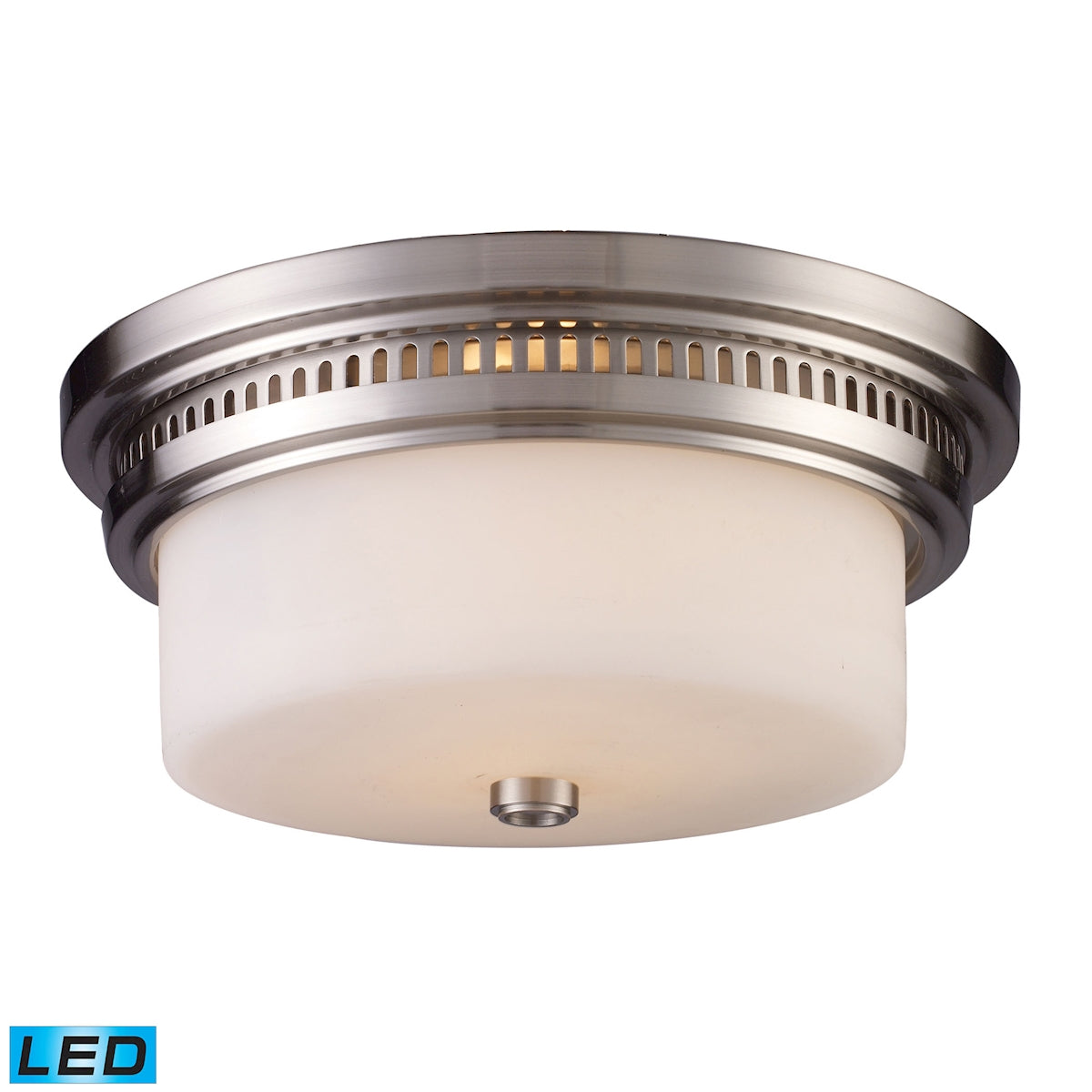 ELK Lighting 66121-2-LED Chadwick 2-Light Flush Mount in Satin Nickel with White Glass - Includes LED Bulbs