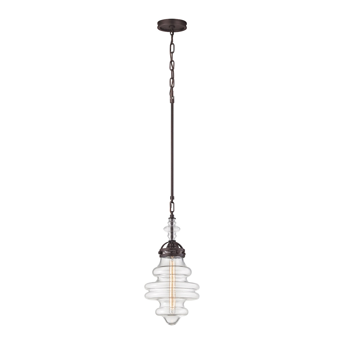 ELK Lighting 66127/1 Gramercy 1-Light Mini Pendant in Oil Rubbed Bronze with Clear Glass
