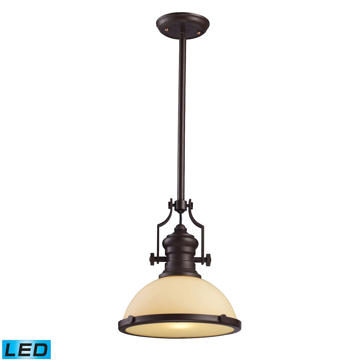 ELK Lighting 66133-1-LED Chadwick 1-Light Pendant in Oiled Bronze with Off-white Glass - Includes LED Bulb
