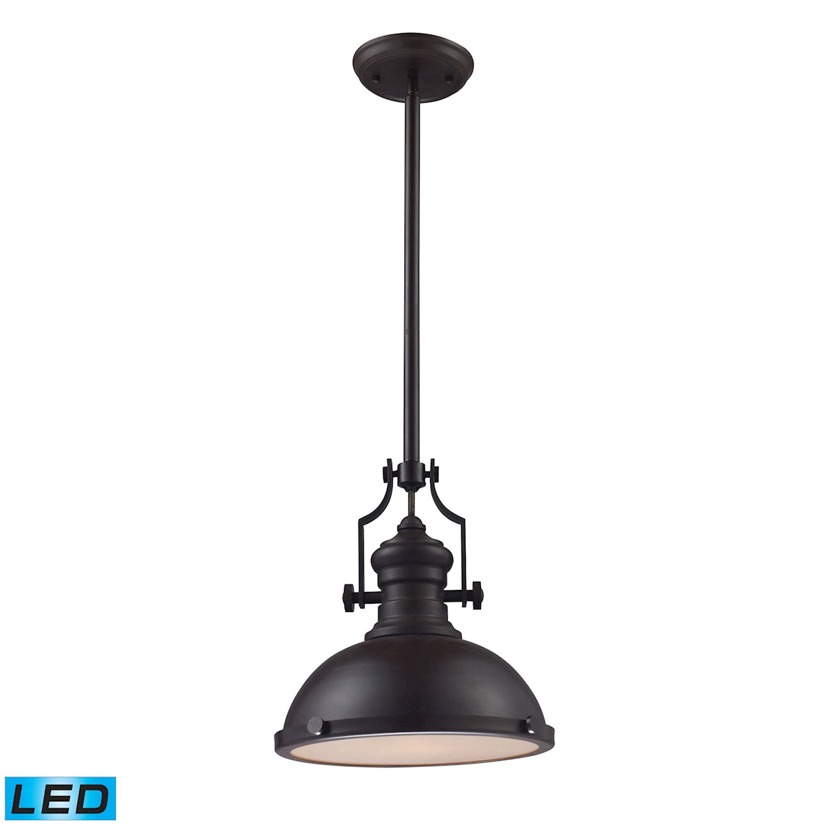 ELK Lighting 66134-1-LED Chadwick 1-Light Pendant in Oiled Bronze with Matching Shade - Includes LED Bulb