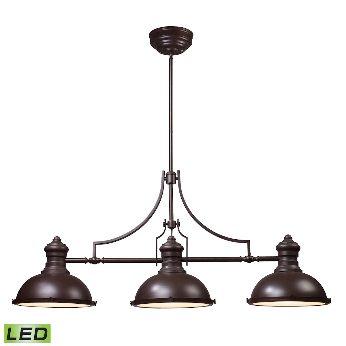 ELK Lighting 66135-3-LED Chadwick 3-Light Island Light in Oiled Bronze with Matching Shade - Includes LED Bulbs