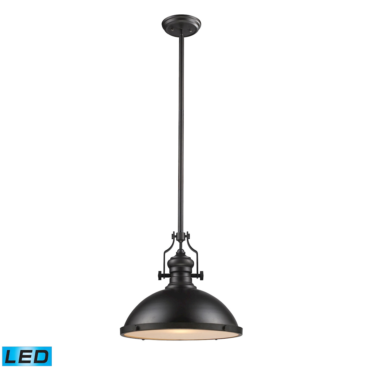 ELK Lighting 66138-1-LED Chadwick 1-Light Pendant in Oiled Bronze with Matching Shade - Includes LED Bulb