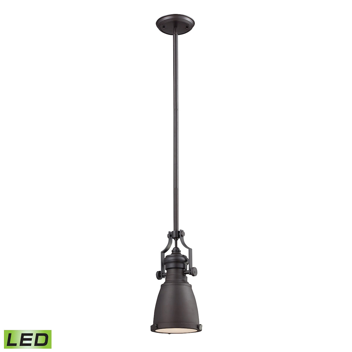 ELK Lighting 66139-1-LED Chadwick 1-Light Mini Pendant in Oiled Bronze with Matching Shade - Includes LED Bulb