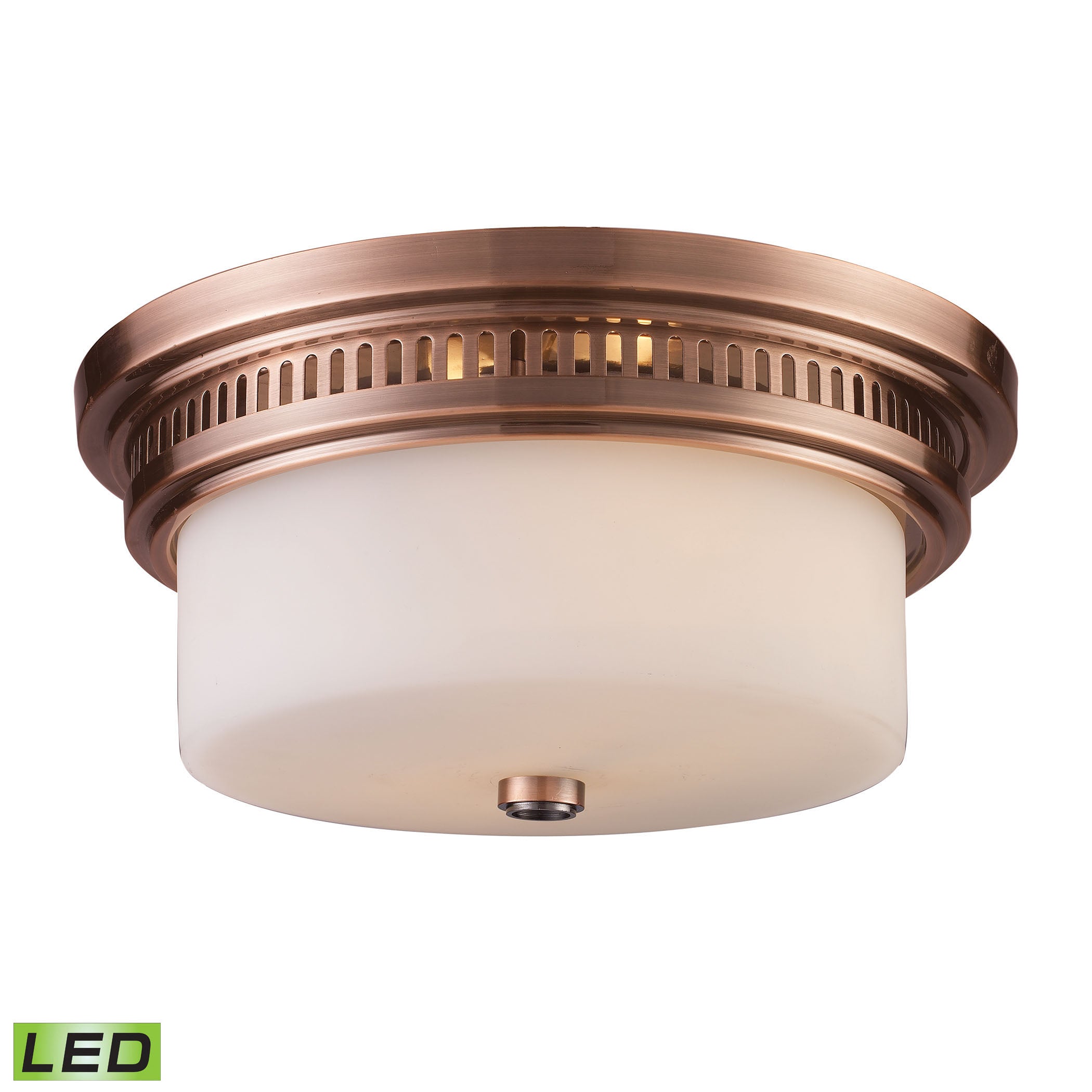 ELK Lighting 66141-2-LED Chadwick 2-Light Flush Mount in Antique Copper with White Glass - Includes LED Bulbs