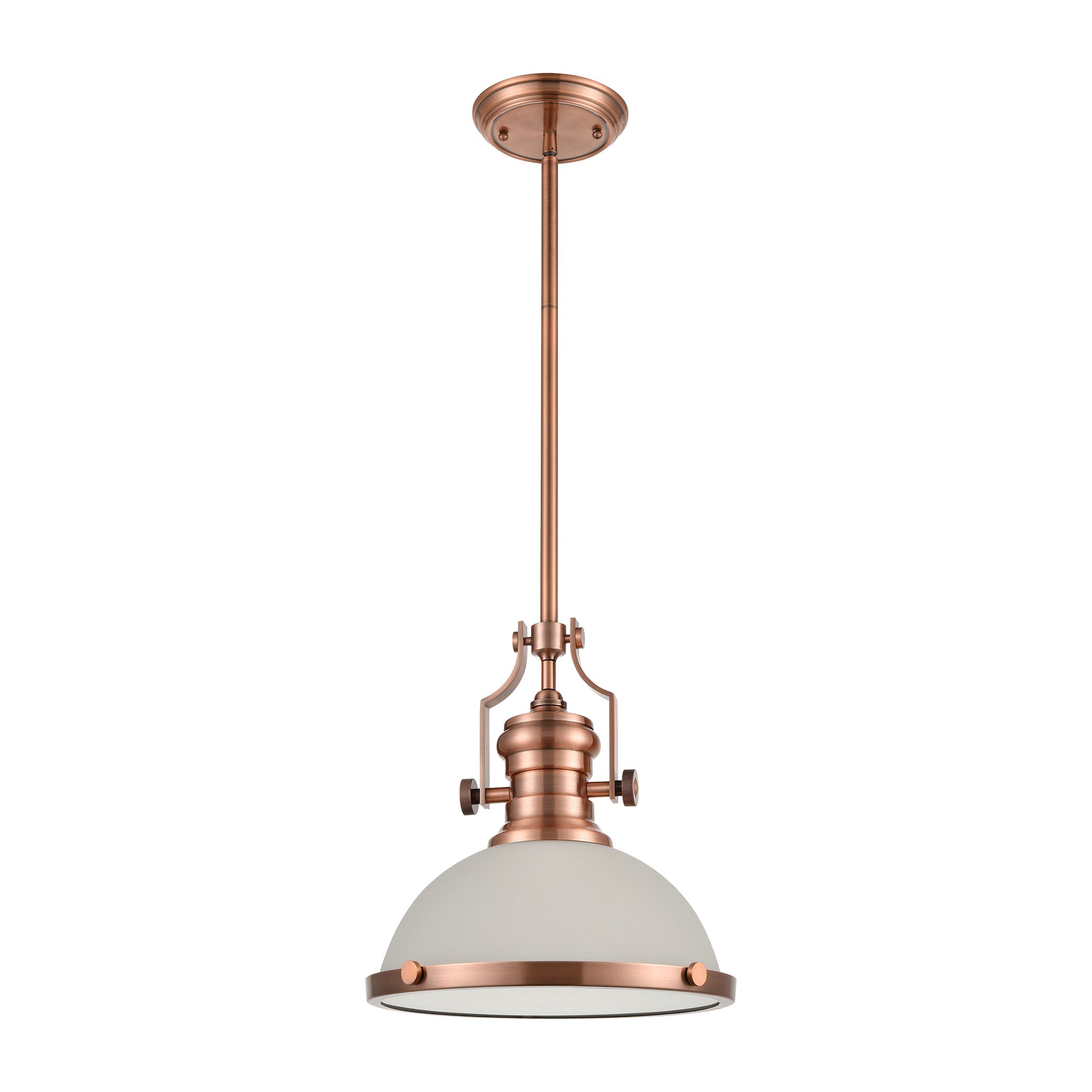 ELK Lighting 66143-1 Chadwick 1-Light Pendant in Antique Copper with White Glass