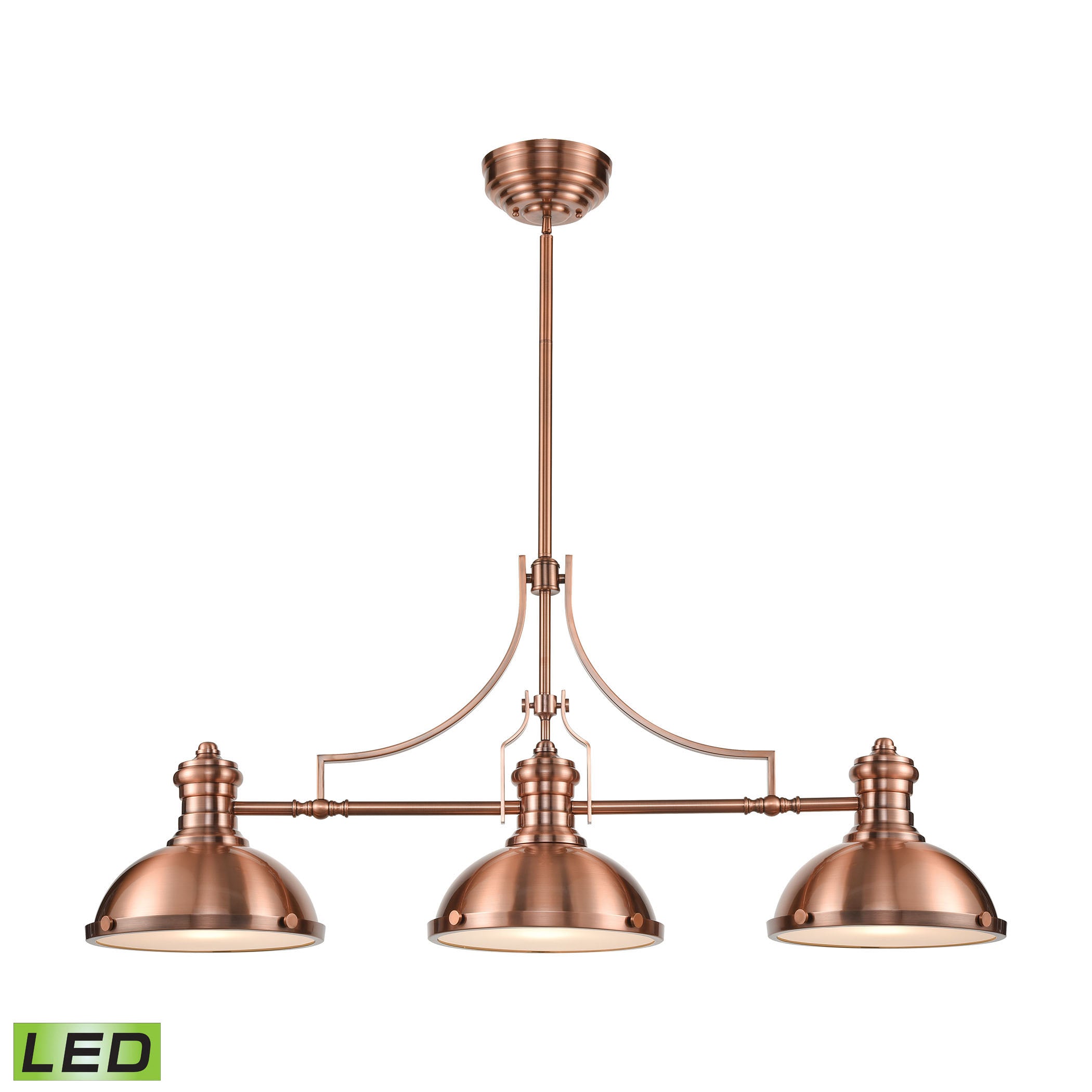 ELK Lighting 66145-3-LED Chadwick 3-Light Island Light in Antique Copper with Matching Shade - Includes LED Bulbs