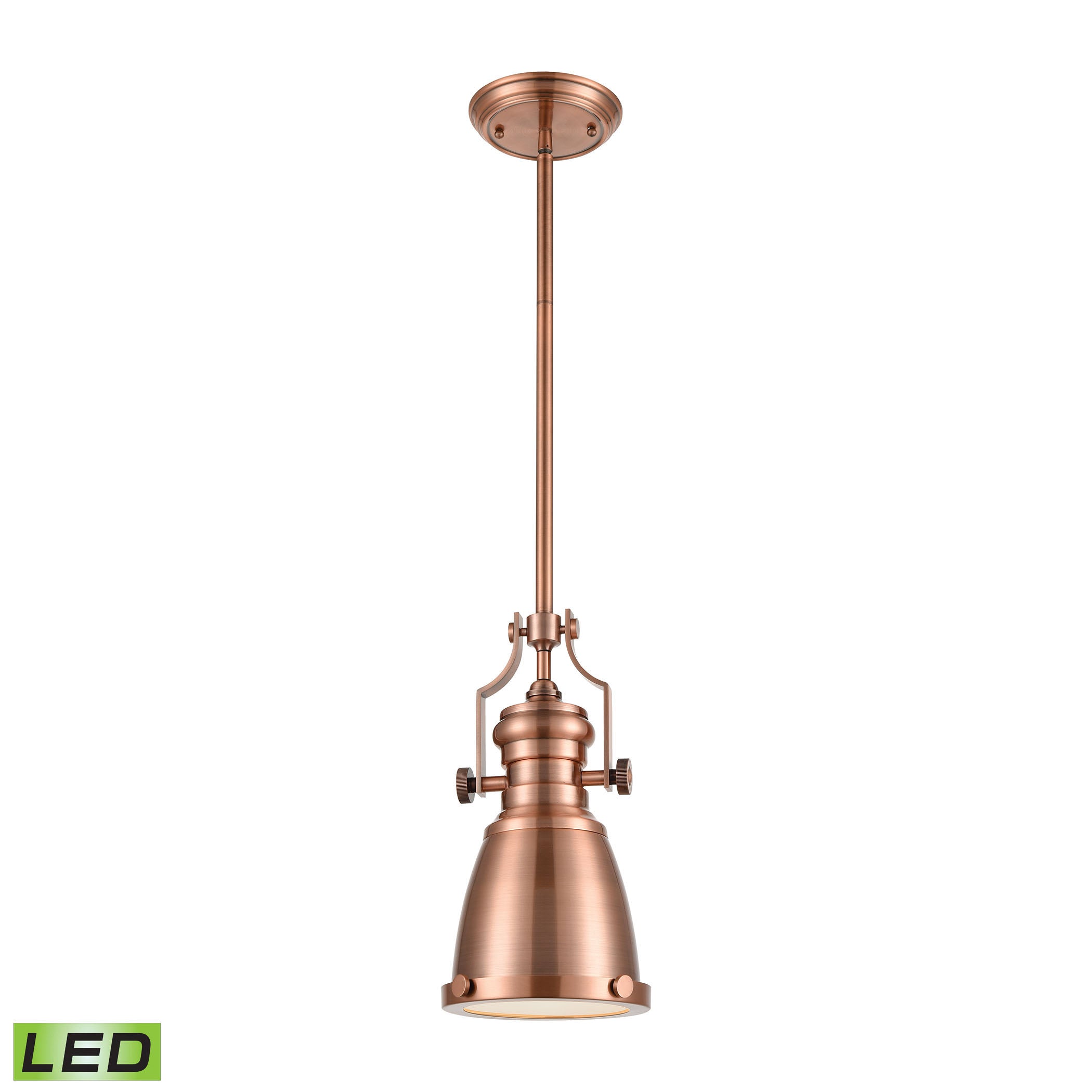 ELK Lighting 66149-1-LED Chadwick 1-Light Mini Pendant in Antique Copper with Matching Shade - Includes LED Bulb