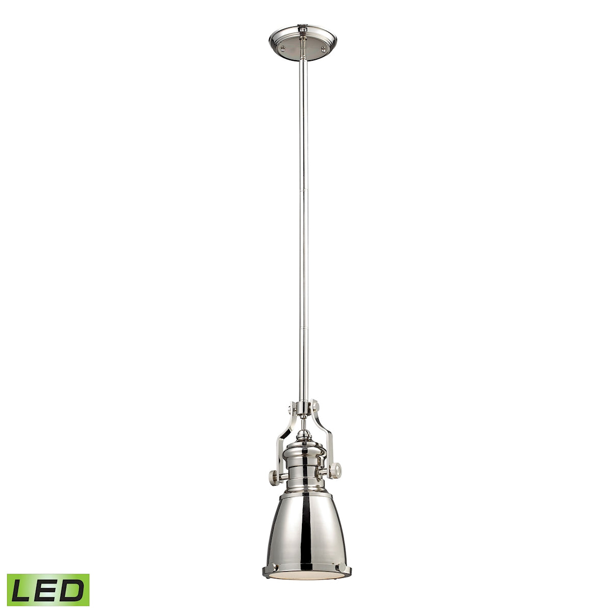 ELK Lighting 66159-1-LED Chadwick 1-Light Mini Pendant in Polished Nickel with Matching Shade - Includes LED Bulb