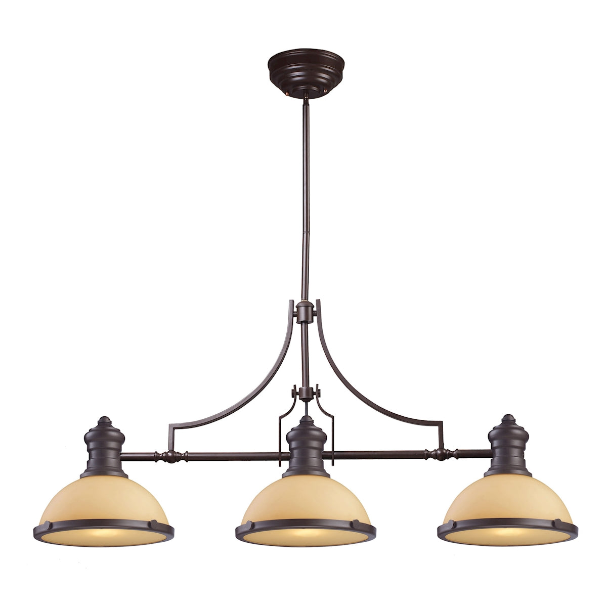 ELK Lighting 66235-3 Chadwick 3-Light Island Light in Oiled Bronze with Off-white Glass