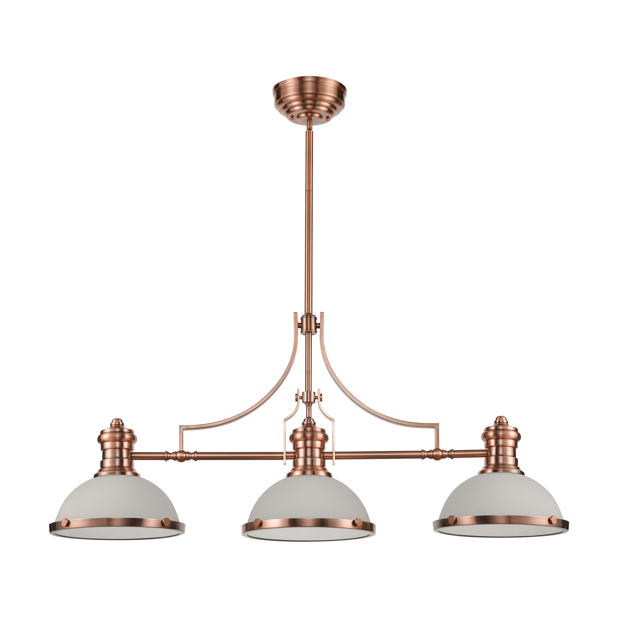 ELK Lighting 66245-3 Chadwick 3-Light Island Light in Antique Copper with White Glass