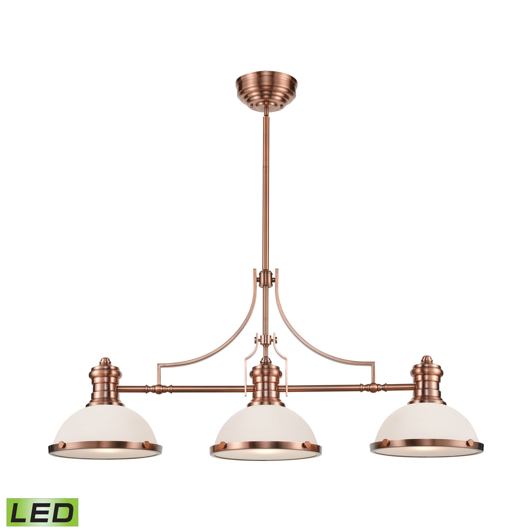 ELK Lighting 66245-3-LED Chadwick 3-Light Island Light in Antique Copper with White Glass - Includes LED Bulbs